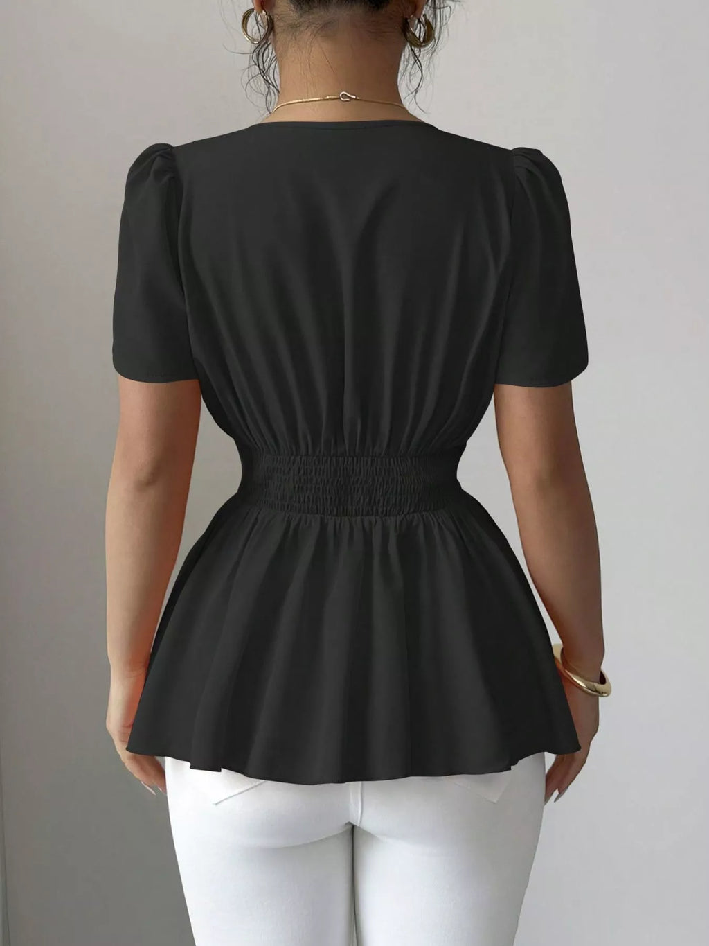 Surplice Short Sleeve Blouse (4)