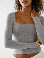 Square Neck Long Sleeve T-shirt