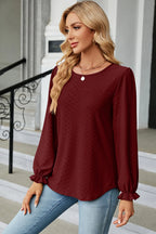 Round Neck Flounce Sleeve T-shirt (7)