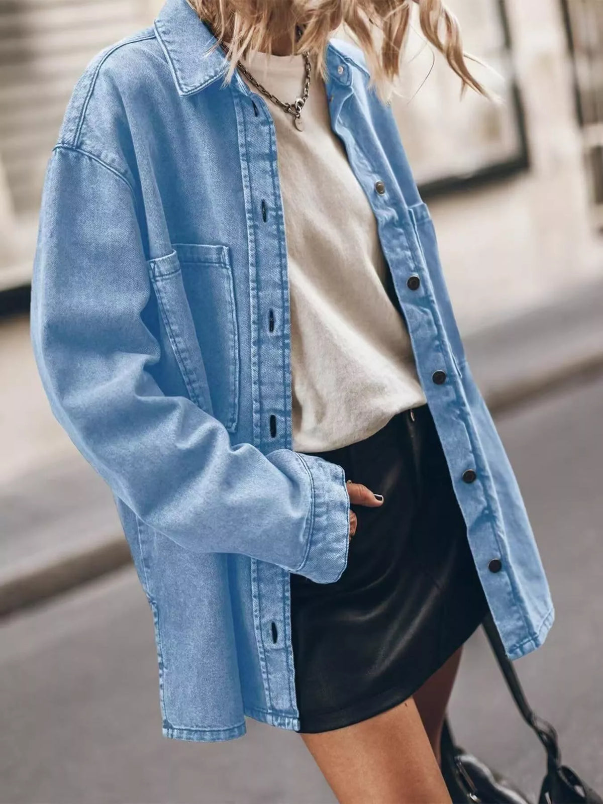 Oversized Button Up Denim Shirt (2)