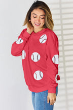 Sequin Baseball Round Neck Dropped Shoulder Sweatshirt (9)