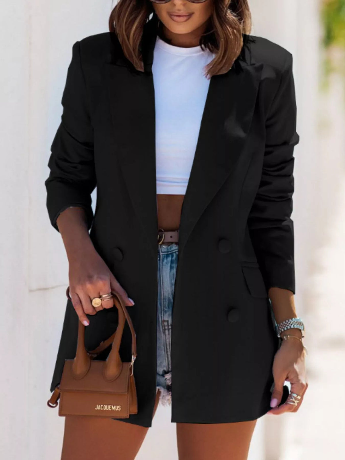 Lapel Collar Long Sleeve Blazer (10)