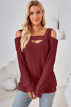 Cutout Square Neck Cold Shoulder T-shirt (14)