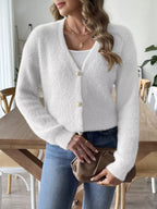 Fuzzy Knit V-neck Cardigan (9)