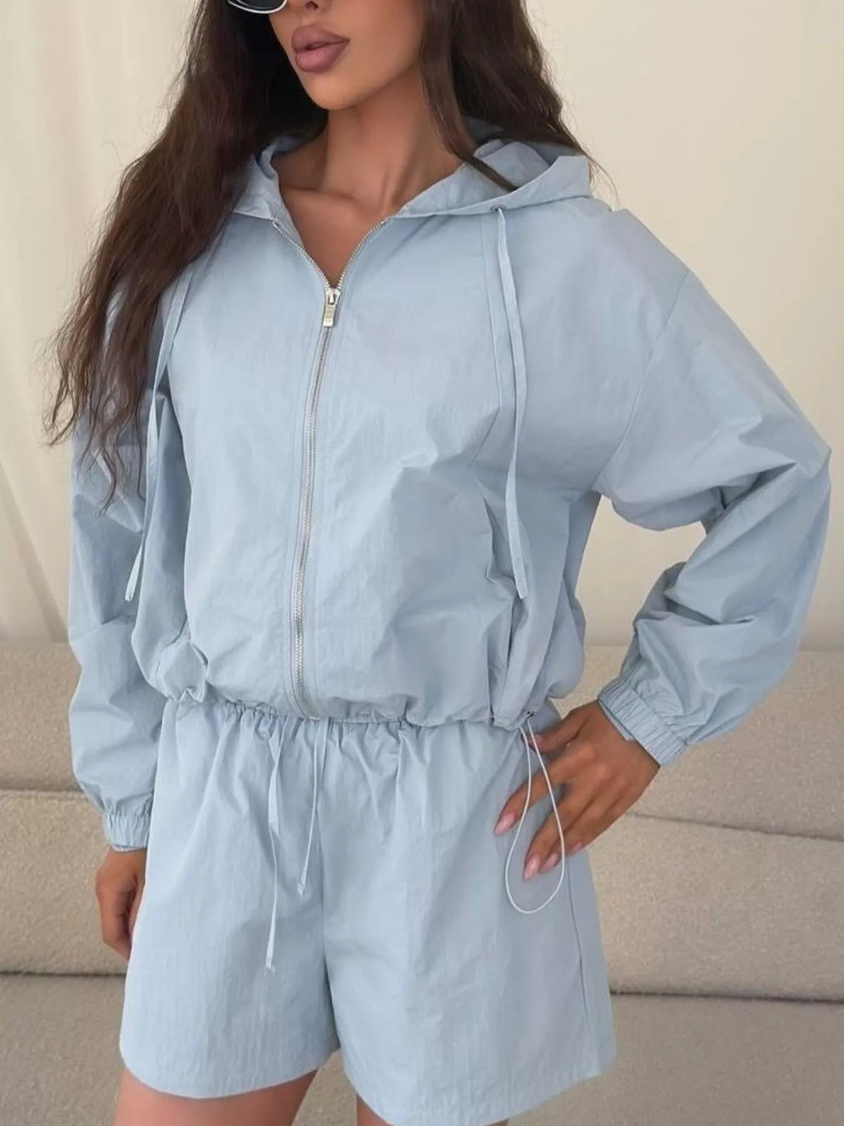 Lightweight Hooded Jacket Shorts Set (16)