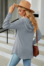 Decorative Button Drawstring Long Sleeve Hoodie (15)