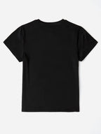 Letter Graphic Round Neck Short Sleeve T-shirt (23)