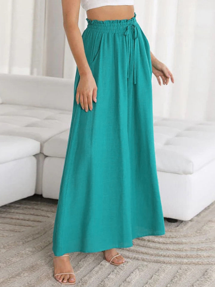 Drawstring Waist Wide Leg Pants (3)