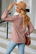 Round Neck Flounce Sleeve Blouse (18)