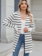 Striped Open Front Cardigan Relaxed Fit (3)