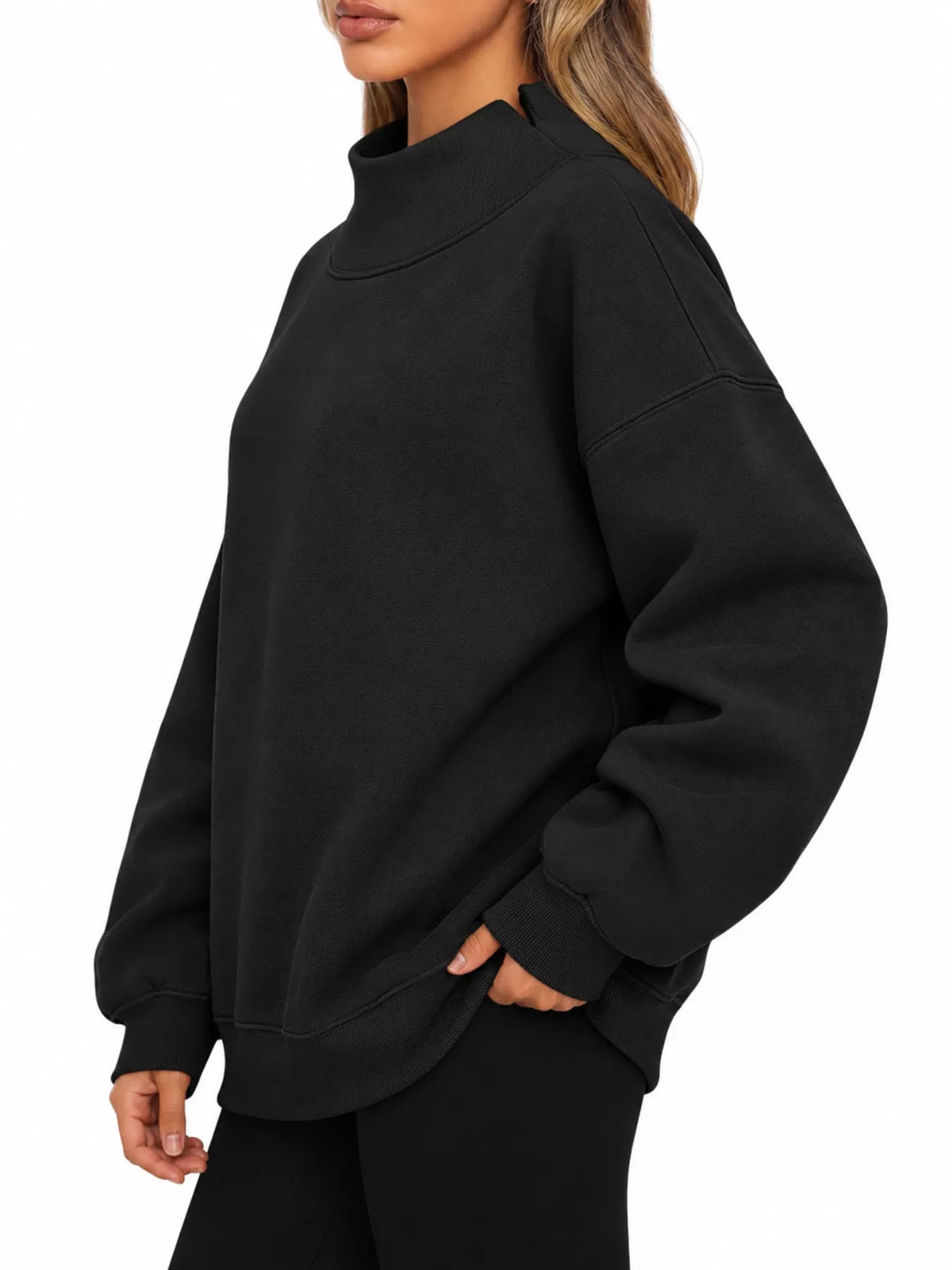 Oversized Mock Neck Long Sleeve Sweatshirt (18)