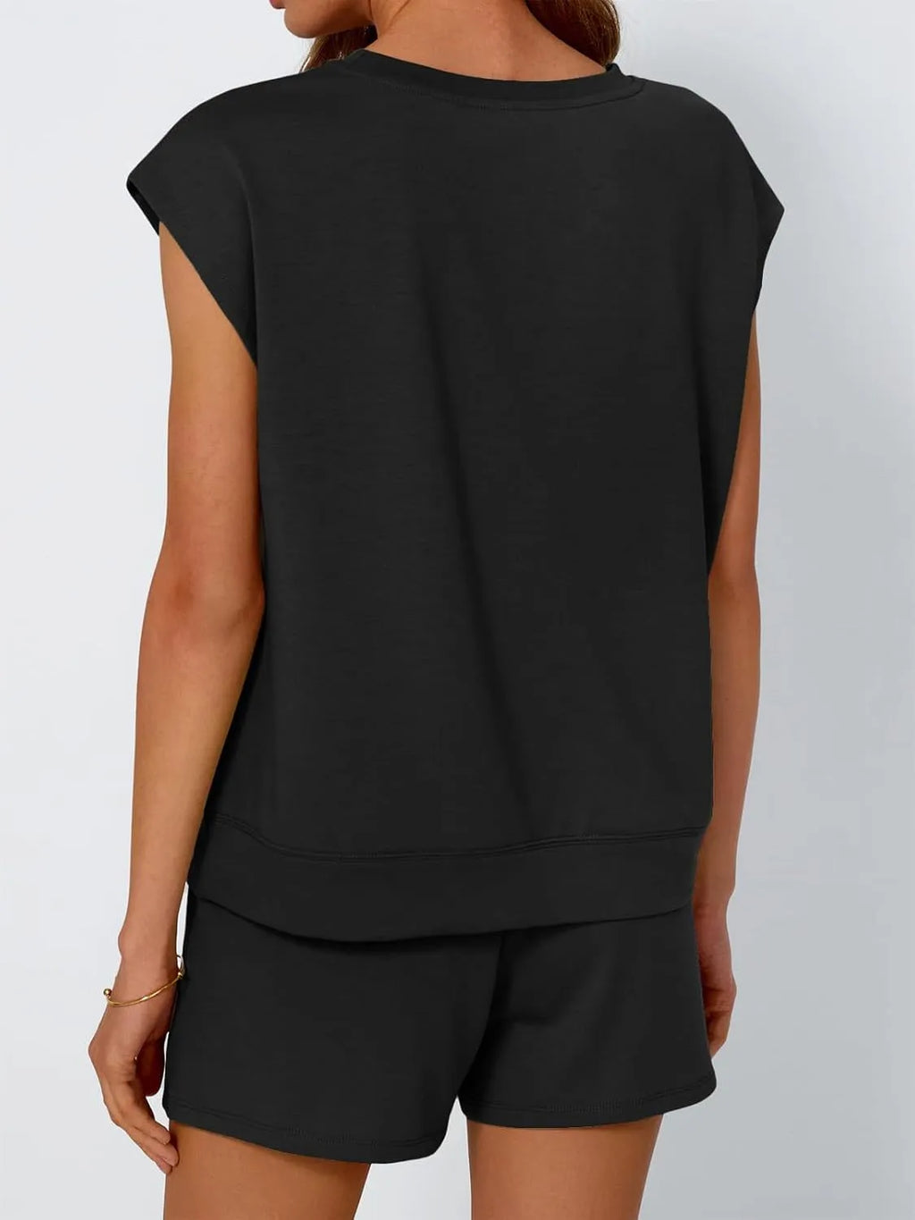 Round Neck Cap Sleeve Top Shorts Set (11)