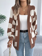 Checkered Pattern Open Front Cardigan (12)