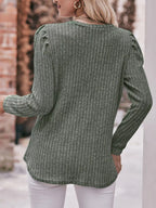 Ribbed Knit Puff Sleeve T-shirt (19)
