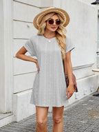 Round Neck Short Sleeve Mini Dress (15)