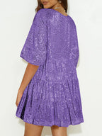 Sequin Round Neck Half Sleeve Mini Dress (15)