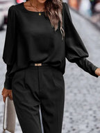 Round Neck Lantern Sleeve Blouse (8)