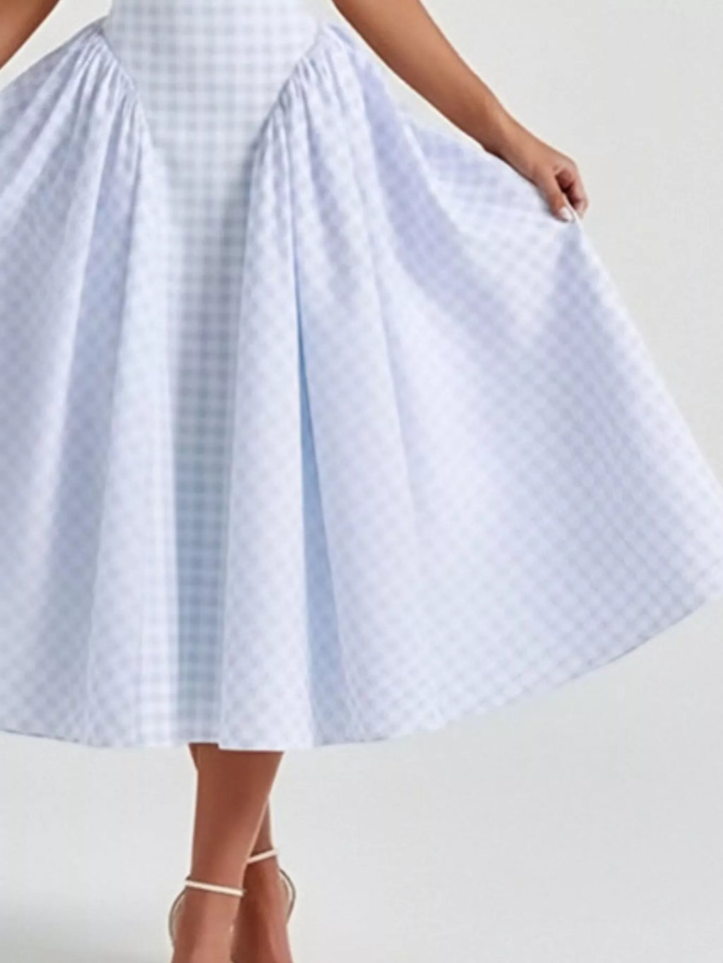 Full Size Plaid Square Neckline Midi Dress Plus (9)