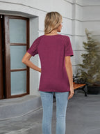 Round Neck Lace Short Sleeve T-shirt (26)