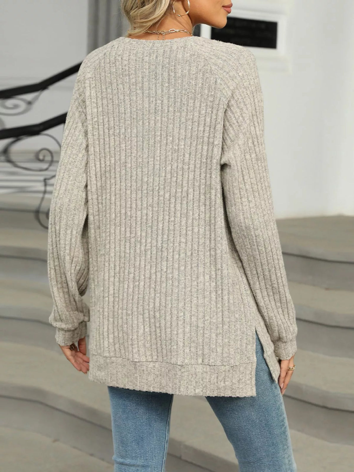 Round Neck Knit Button Top (5)