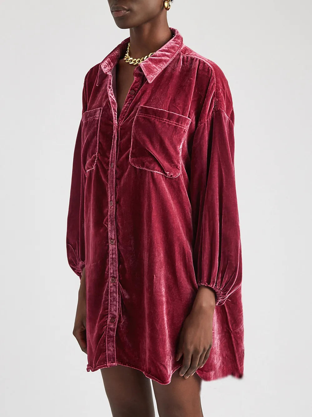 Collared Neck Button Down Long Sleeve Shirt (6)
