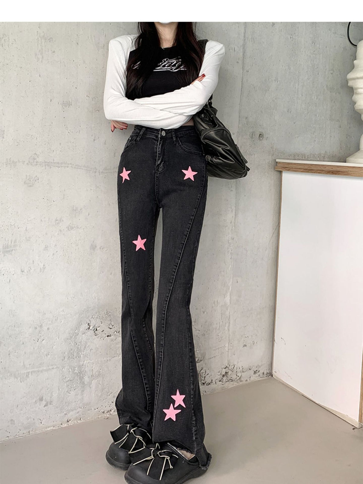 Black Retro Wide Leg Jeans photo 4