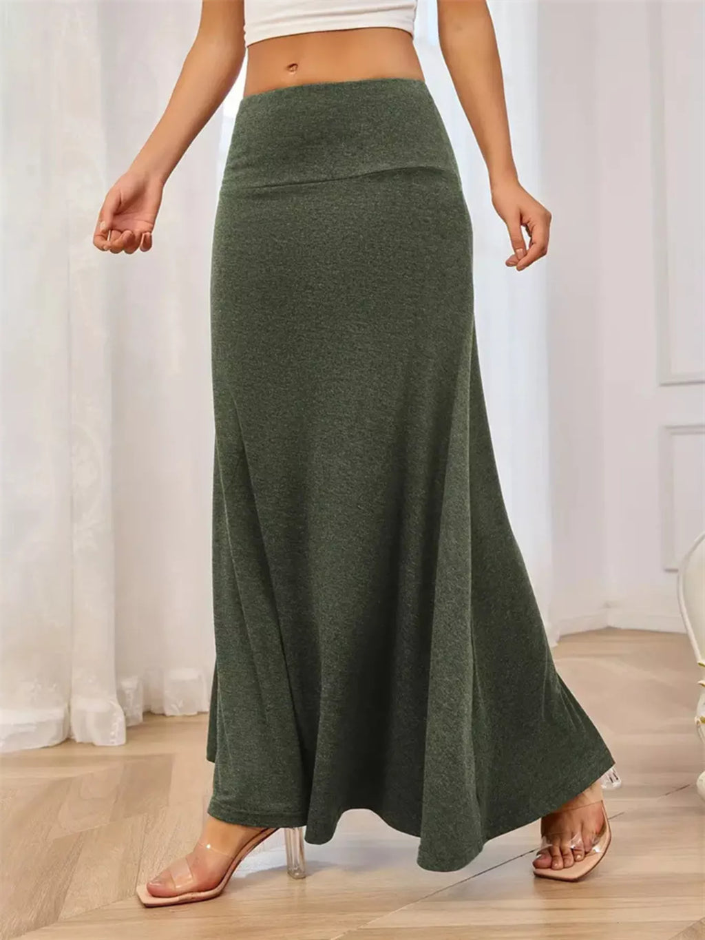 Flowy Maxi Skirt Wide Waistband (8)