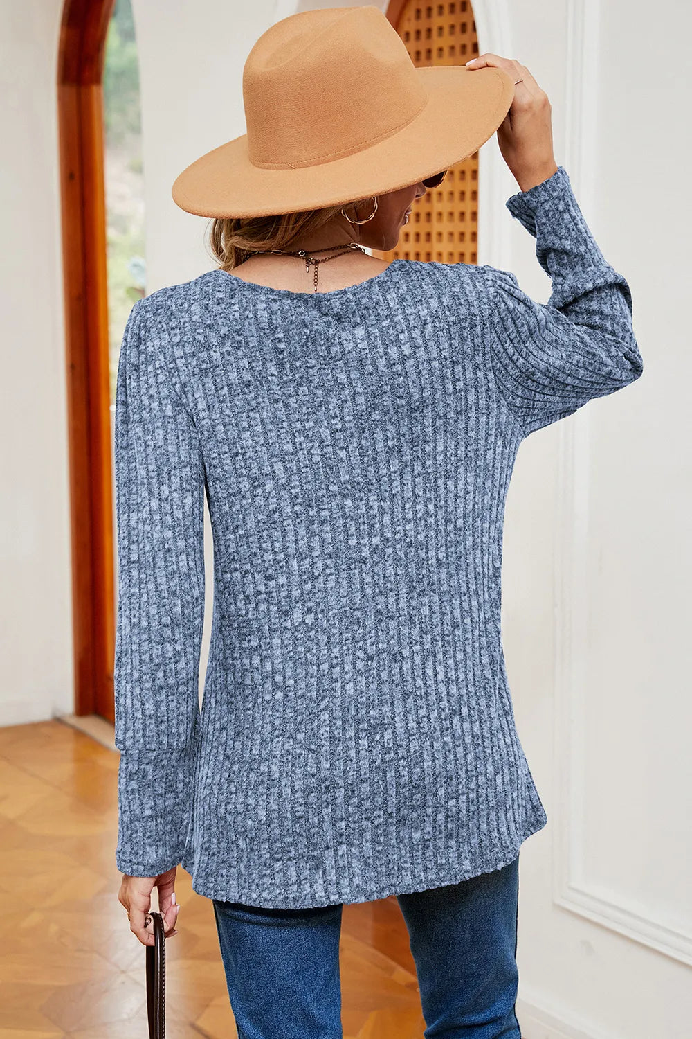 Decorative Button Square Neck T-shirt (6)