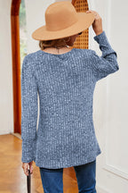Decorative Button Square Neck T-shirt (6)