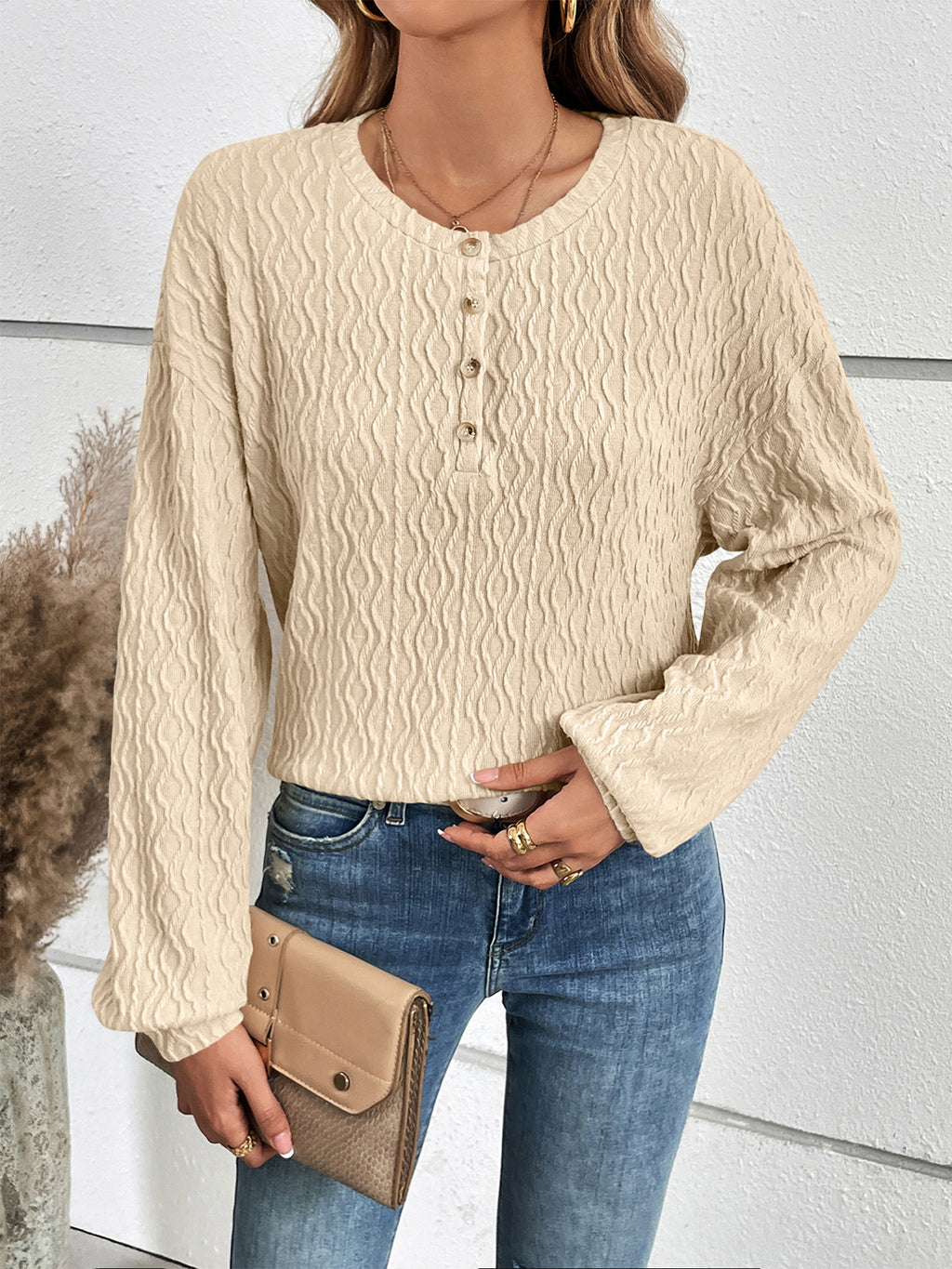 Half Button Long Sleeve Top (8)