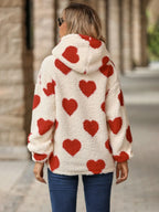 Fuzzy Heart Pocketed Dropped Shoulder Hoodie (8)