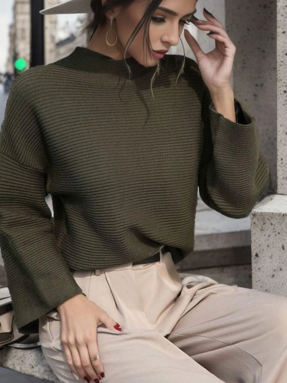 Mock Neck Drop Shoulder Knit Top (7)