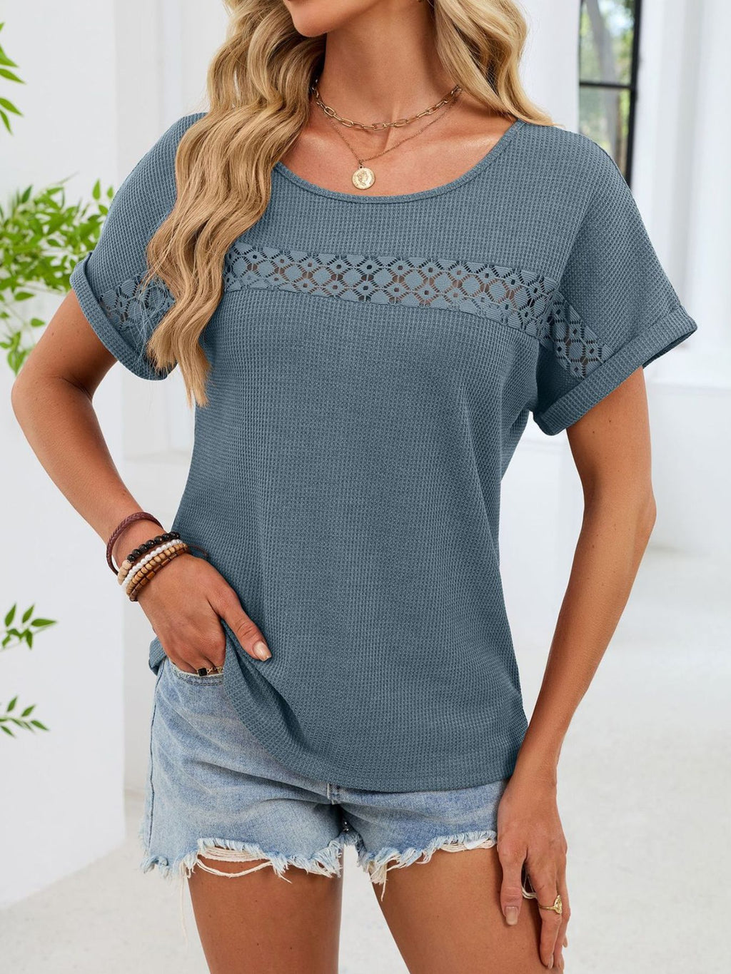 Lace Trim Short Sleeve T-shirt (8)