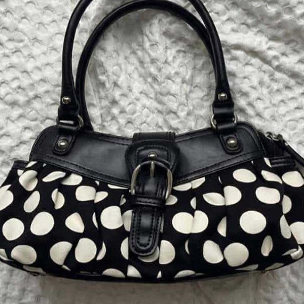 Retro Black-and-white Polka-dot Underarm Shoulder Bag photo 1