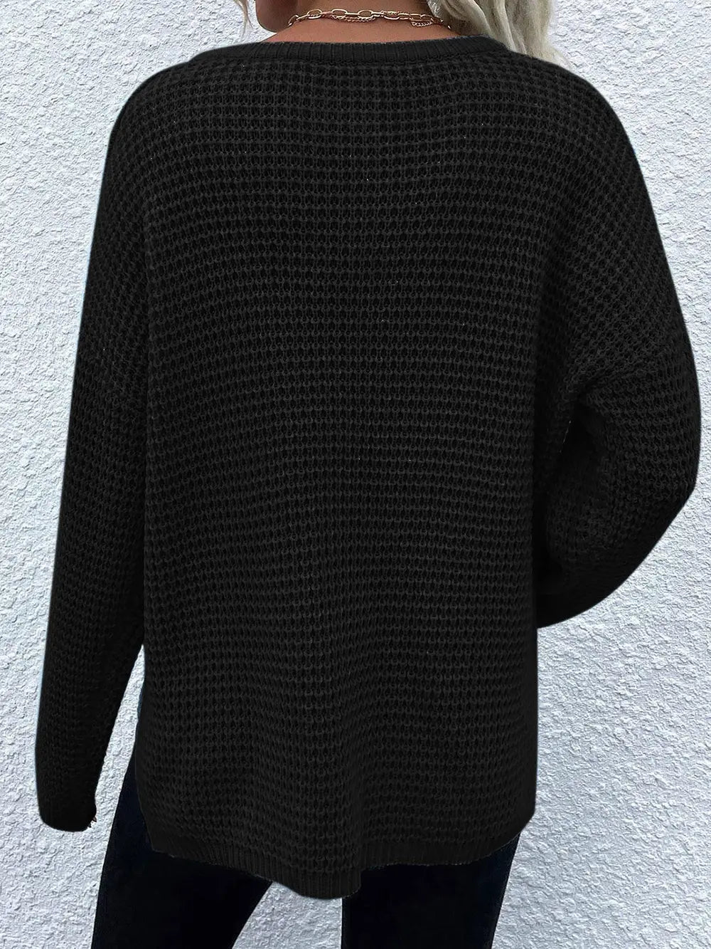 Notched Long Sleeve Sweater (6)