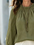 Round Neck Balloon Sleeve Blouse (2)
