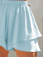 High-waisted Elastic Waistband Layered Shorts (11)