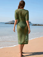 Slit Openwork Round Neck Cover-up (16)