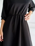Elegant Belted Waist Midi Dress (7)