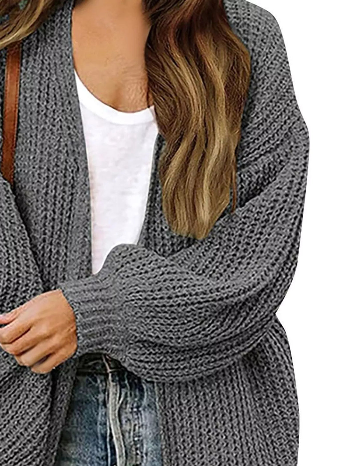 Chunky Knit Open Front Cardigan (10)