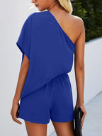 Single Shoulder Batwing Sleeve Romper (5)