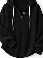 Full Size Waffle Knit Button Detail Hoodie Plus (24)