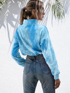 Tie-dye Quarter Zip Dropped Shoulder Sweatshirt (2)