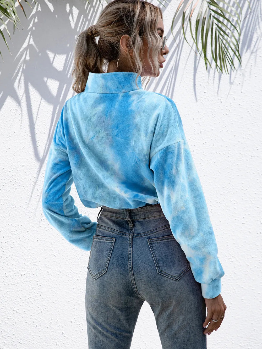 Tie-dye Quarter Zip Dropped Shoulder Sweatshirt (2)