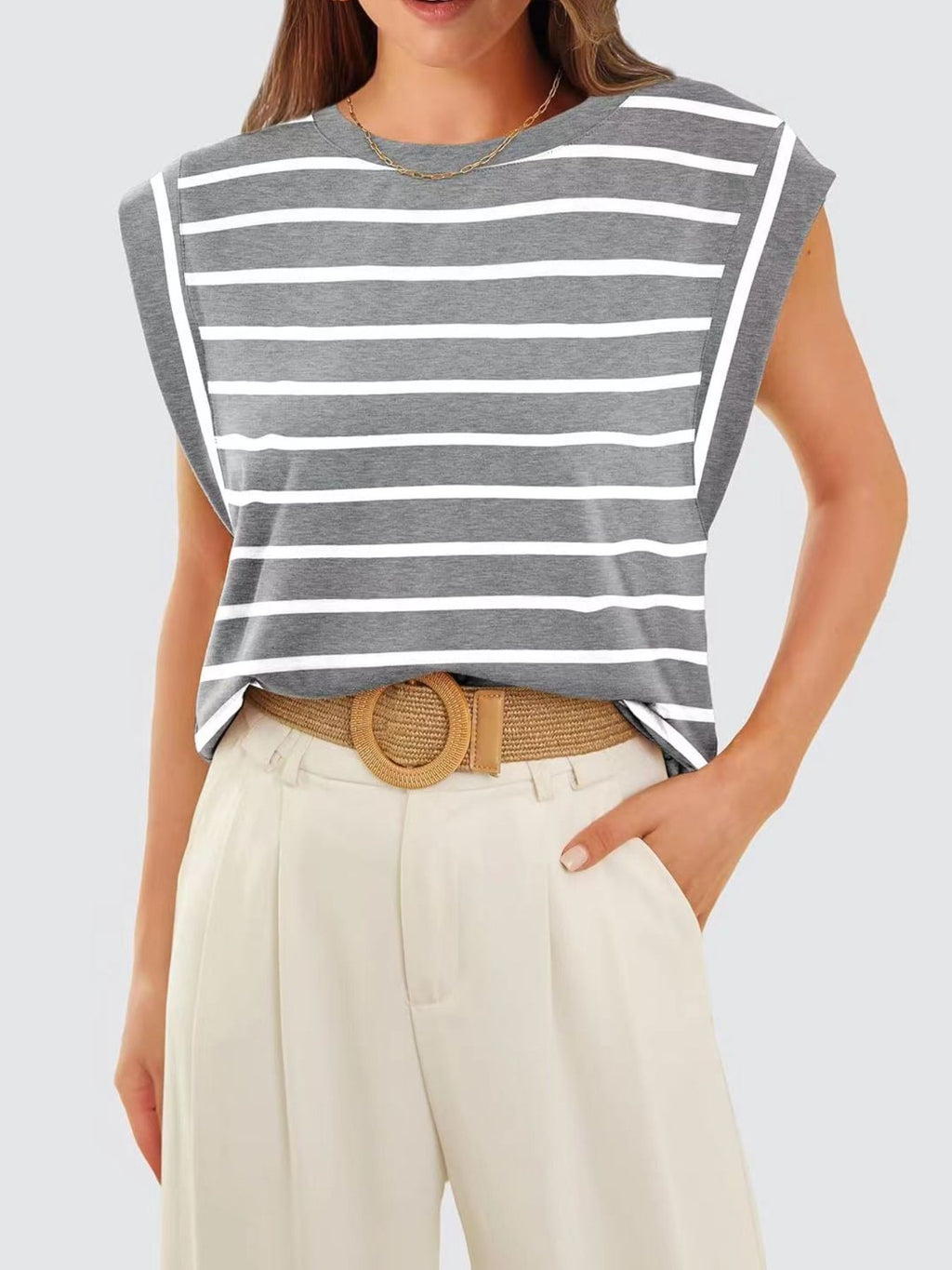 Striped Round Neck Tank (25)