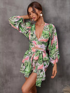 Cutout Front Printed Long Sleeve Romper (27)