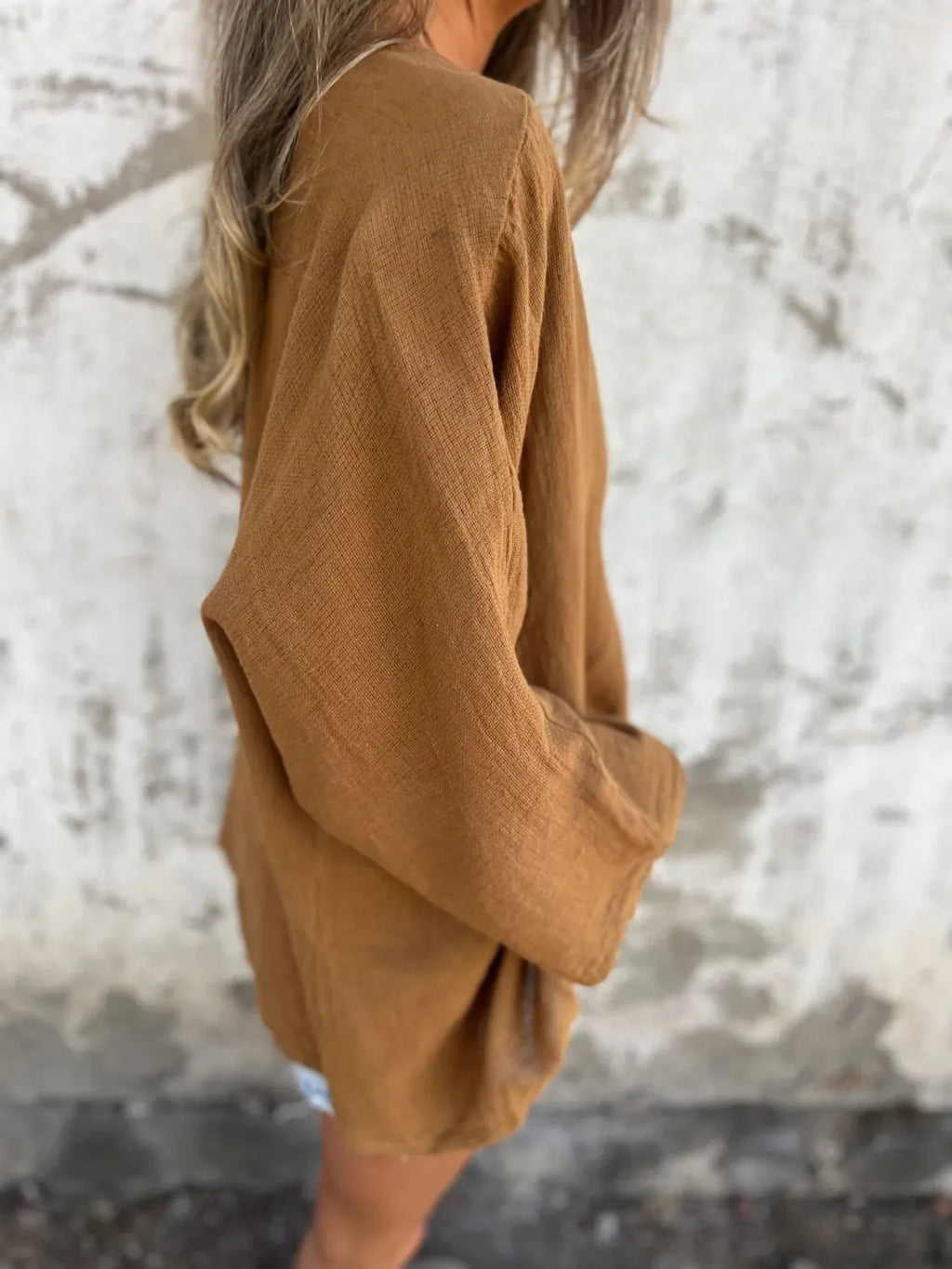 Full Size One Button Long Sleeve Shirt Plus (14)