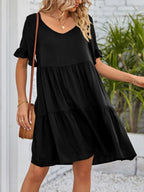 Ruffled Sleeve Tiered Mini Dress (7)