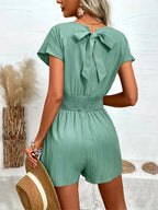 Tied Surplice Short Sleeve Romper (2)