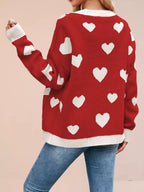 Heart Pattern Button-up Knit Cardigan (13)